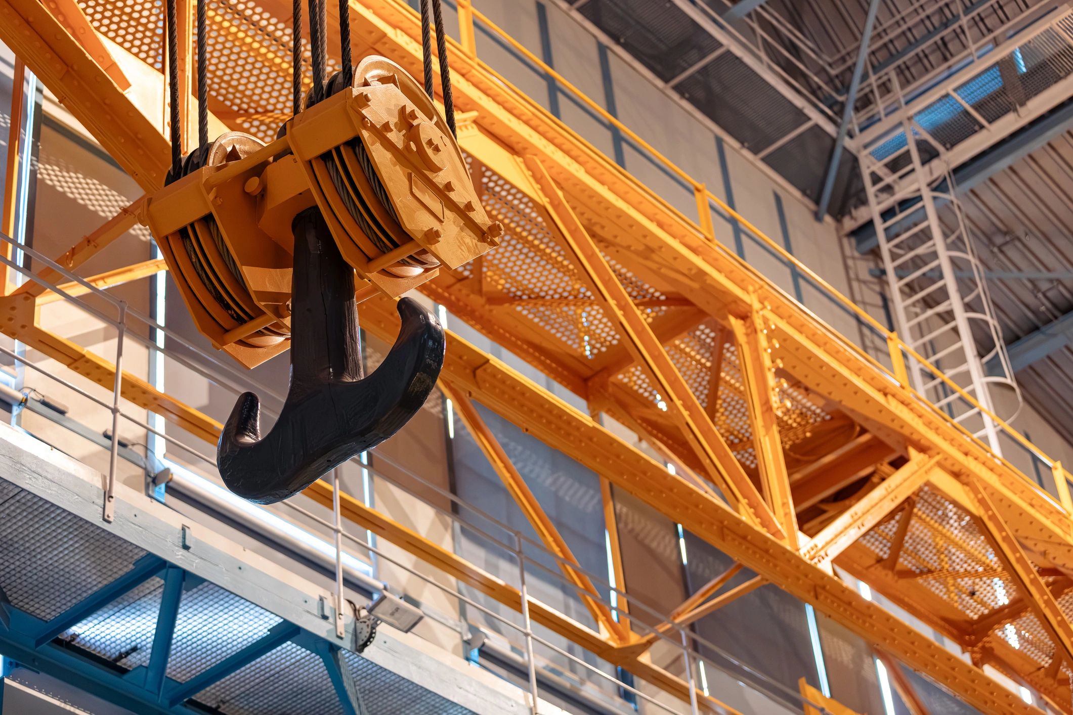 Overhead crane inside an industrial facility