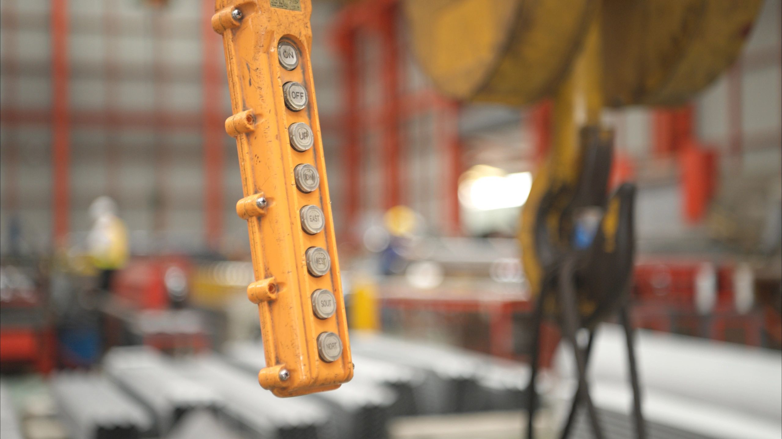 Close-up of industrial crane control panel